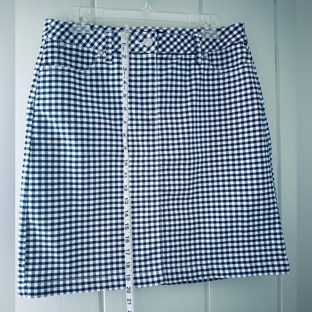 Talbots Blue and White Checkered Denim Skirt / 10 - Picture 5 of 6